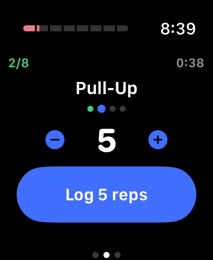 Apple Watch — logging reps during a workout